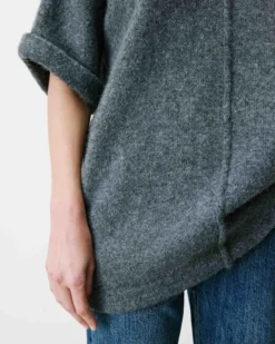 Robe courte en maille manches kimono anthracite Alinae