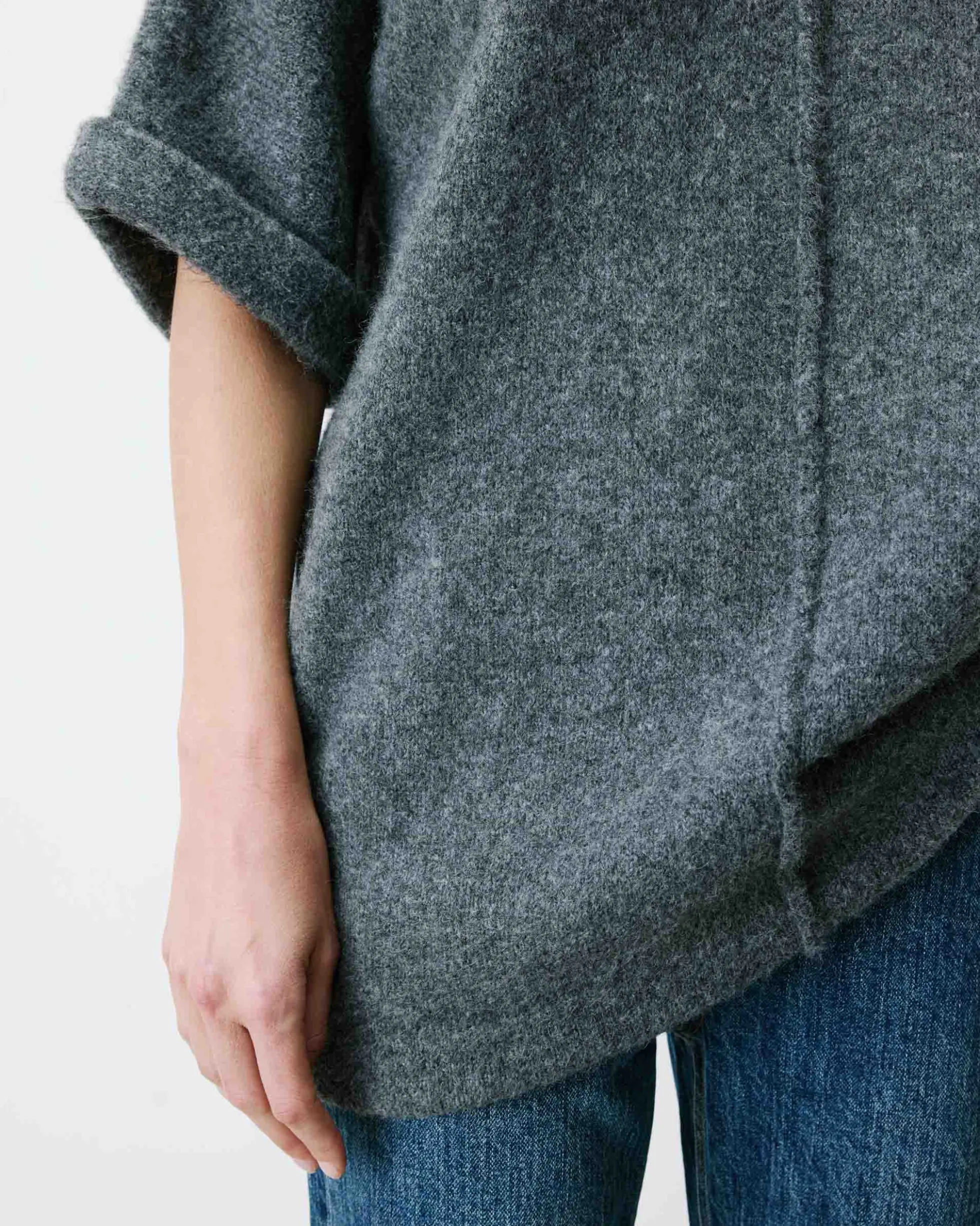 Robe courte en maille manches kimono anthracite Alinae