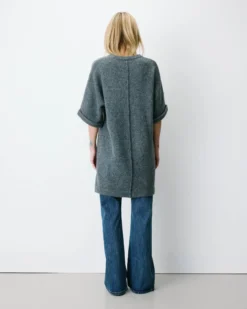 Robe courte en maille manches kimono anthracite Alinae