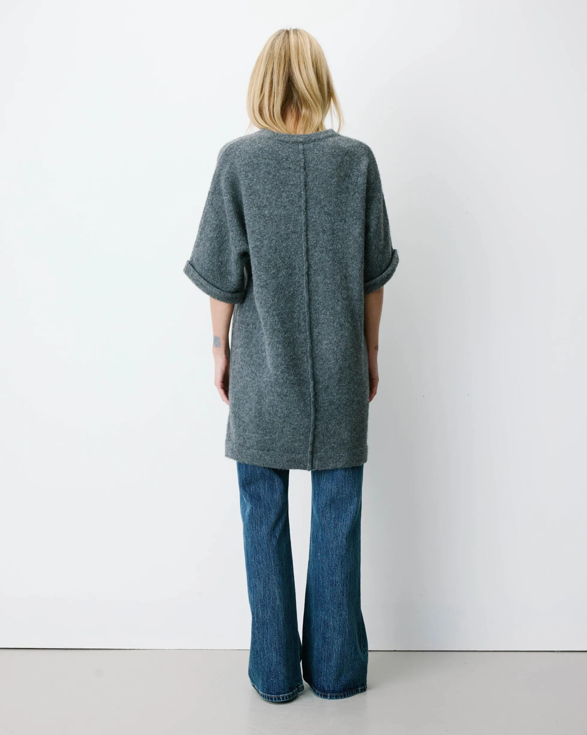 Robe courte en maille manches kimono anthracite Alinae