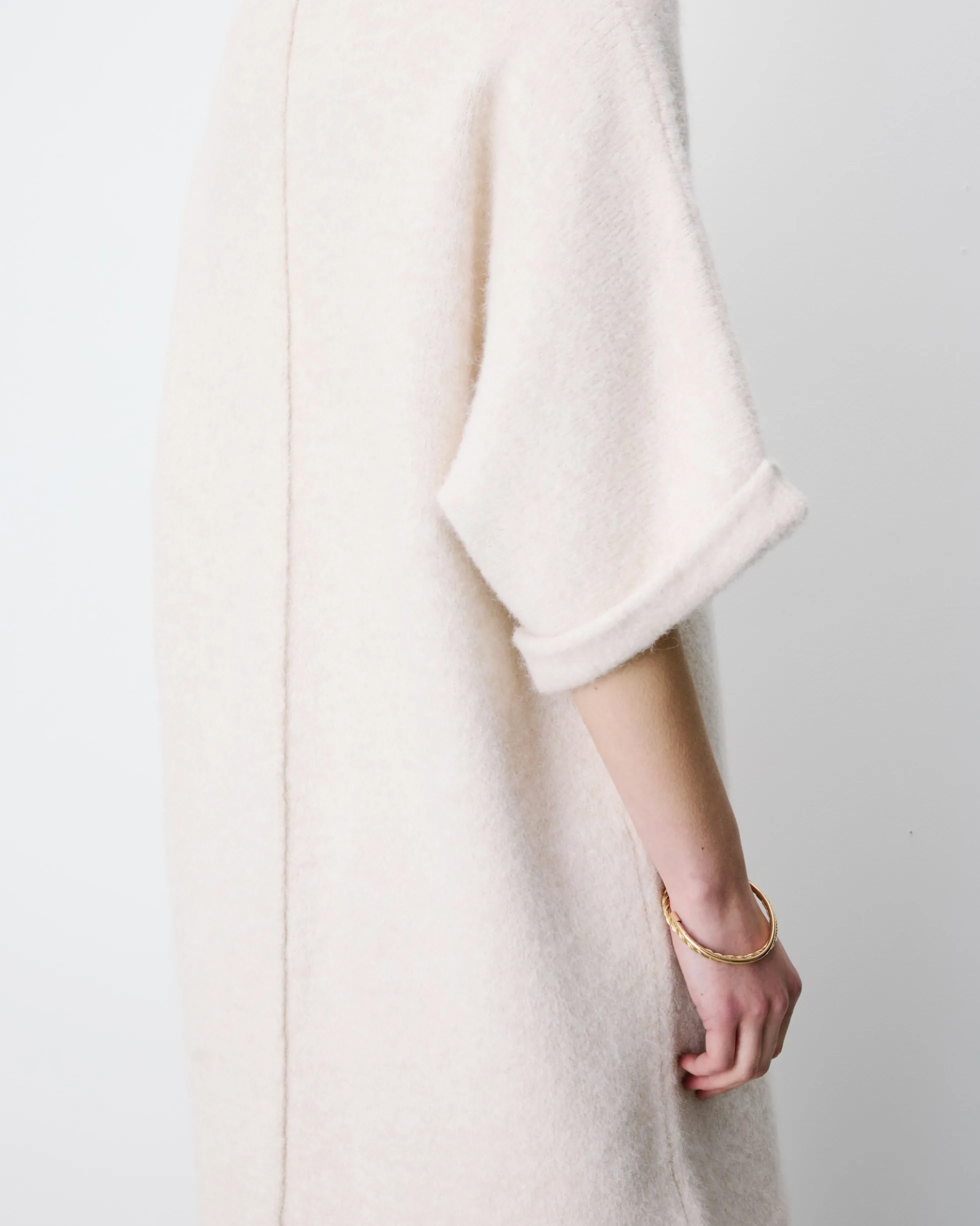 Robe courte en maille manches kimono sable Alinae