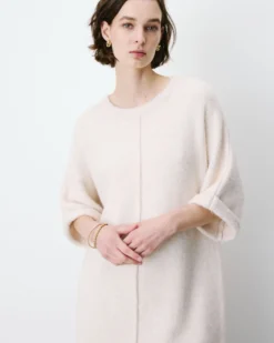 Robe courte en maille manches kimono sable Alinae