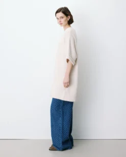 Robe courte en maille manches kimono sable Alinae
