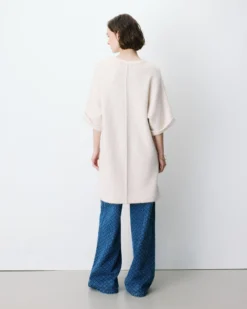 Robe courte en maille manches kimono sable Alinae