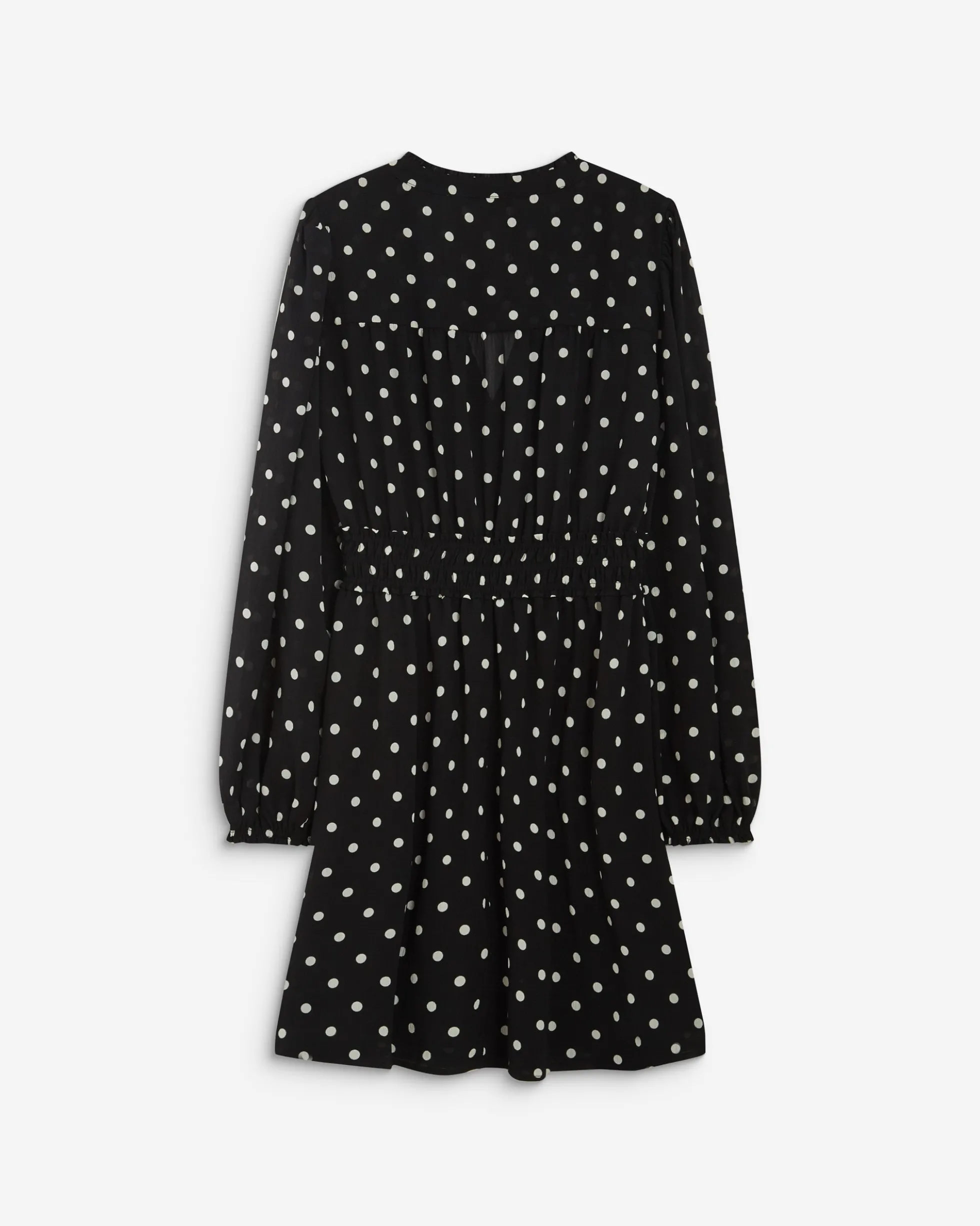 Robe courte fluide manches longues bouffantes pois Ailona