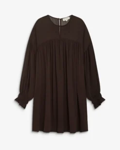 Robe courte oversize col transparent chocolat Belya