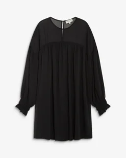 Robe courte oversize col transparent noir Belya
