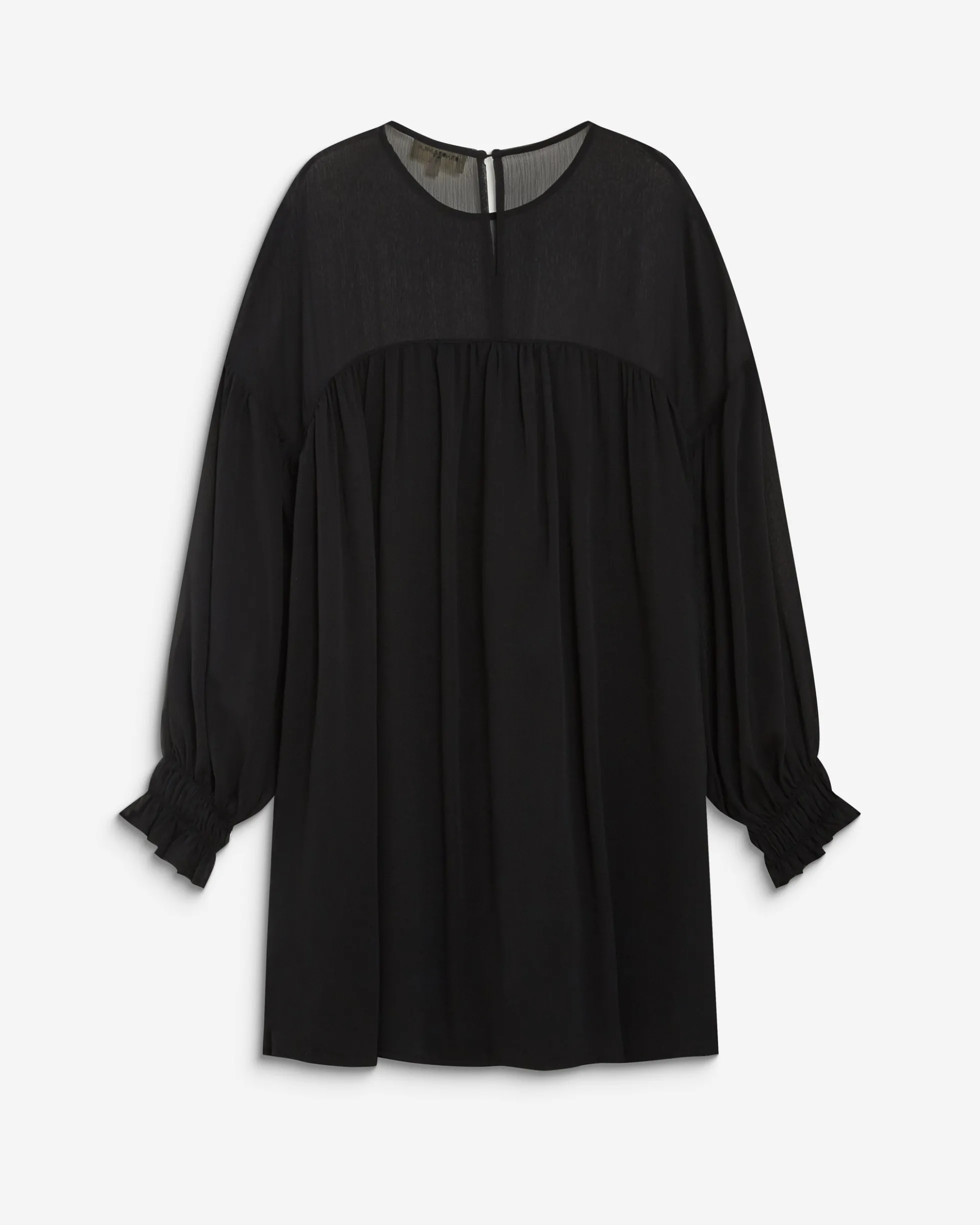 Robe courte oversize col transparent noir Belya