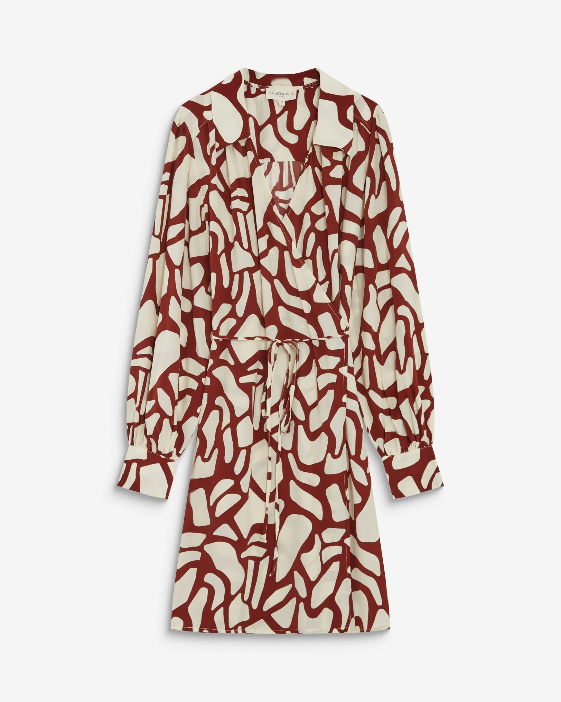 Robe courte portefeuille à motif terracotta Anika