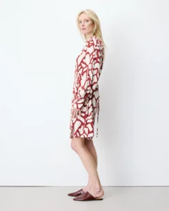 Robe courte portefeuille à motif terracotta Anika