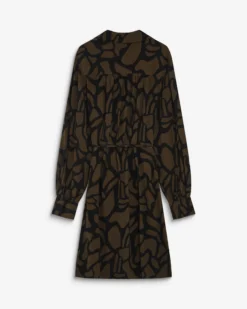 Robe courte portefeuille à motif kaki Anika