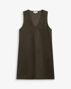 Robe courte sans manches en suédine kaki Anaya
