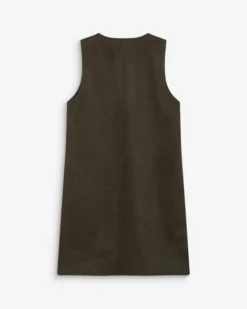 Robe courte sans manches en suédine kaki Anaya
