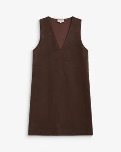 Robe courte sans manches en suédine chocolat Anaya