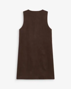 Robe courte sans manches en suédine chocolat Anaya