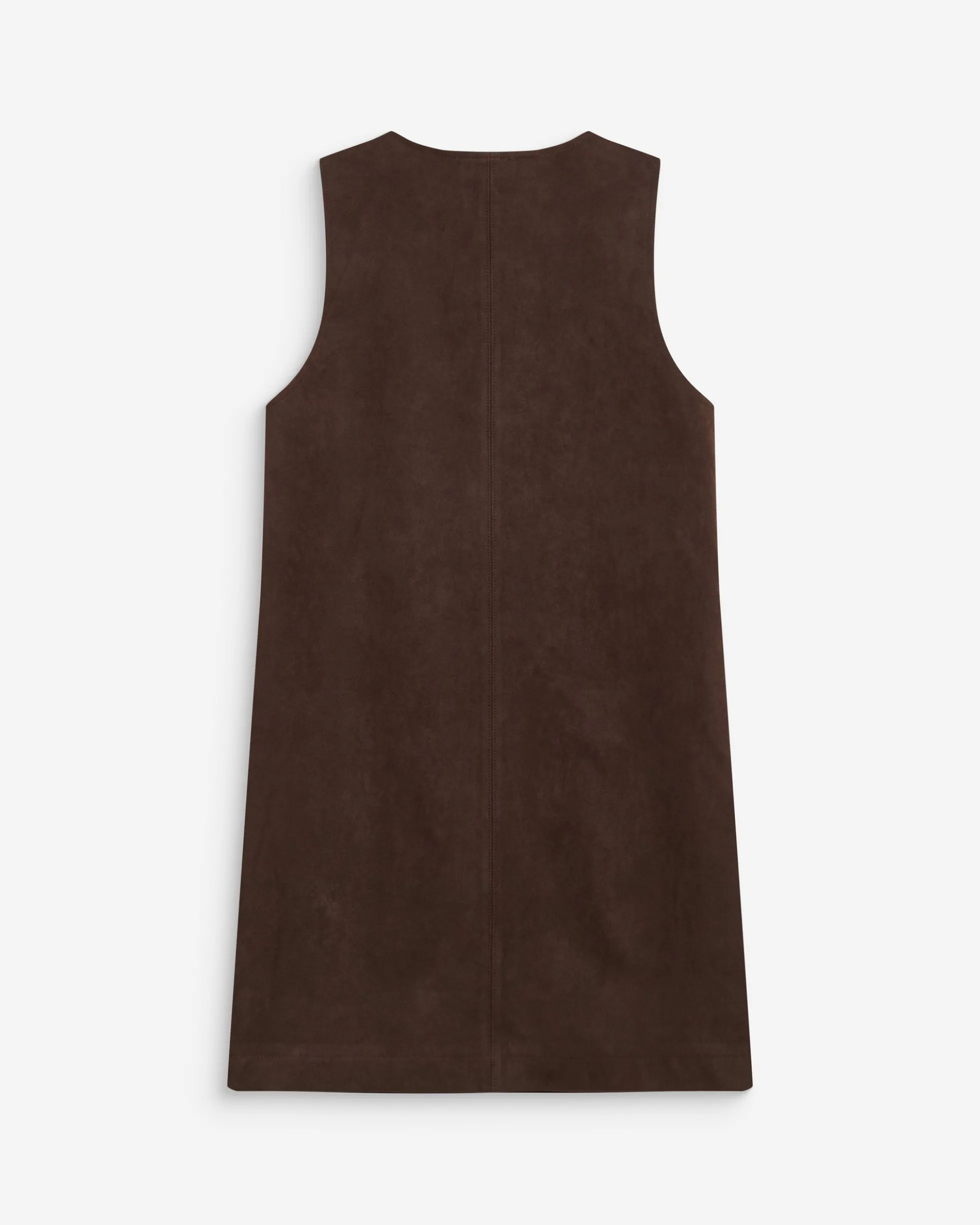 Robe courte sans manches en suédine chocolat Anaya