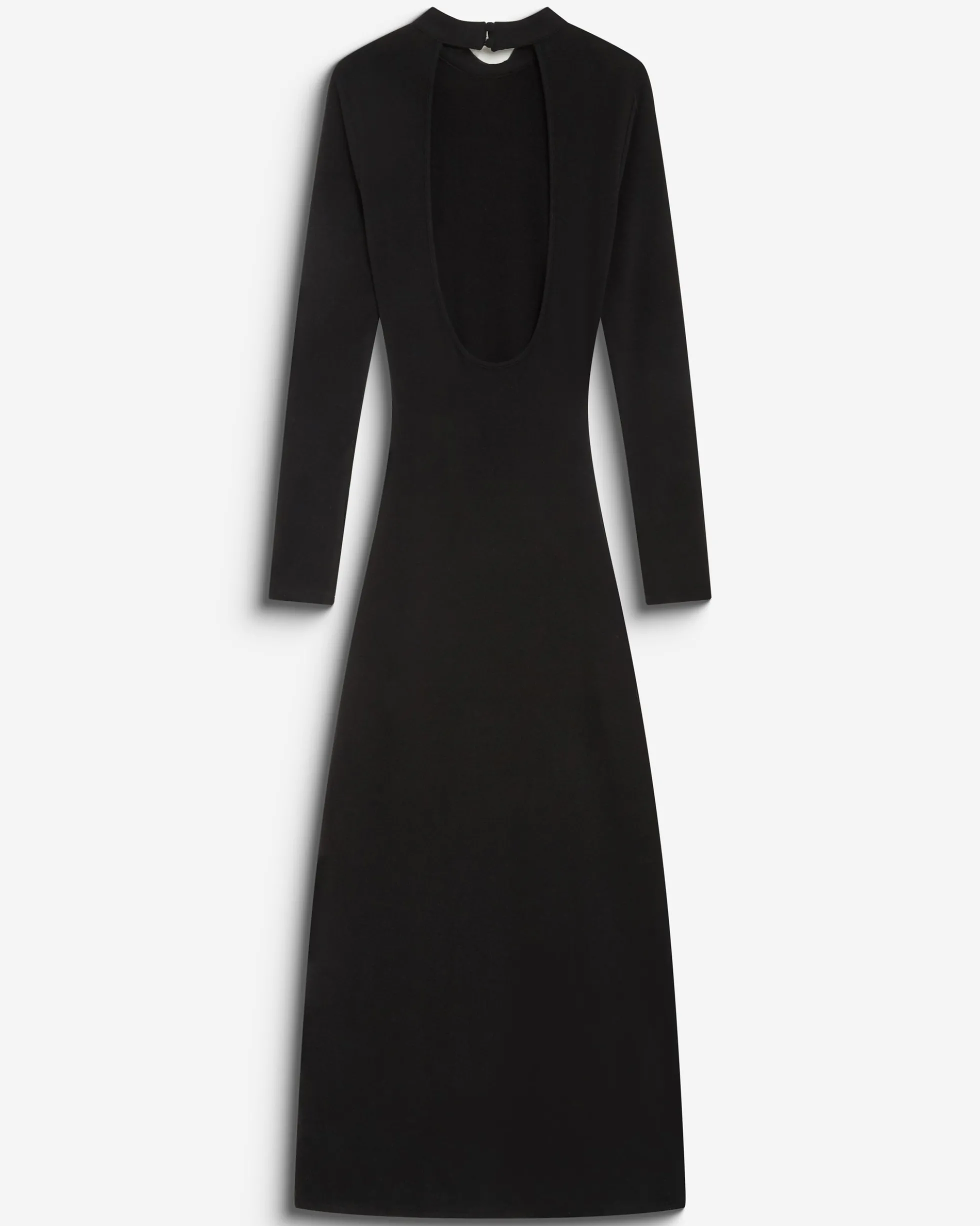 Robe longue ajustée dos nu à nœud devant noir Britney