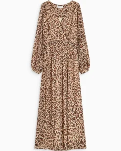 Robe longue col V manches longues imprimée leo Alice