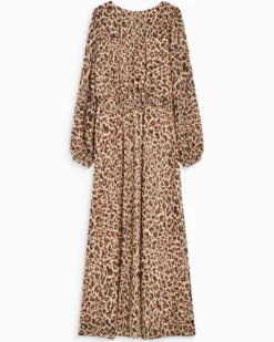 Robe longue col V manches longues imprimée leo Alice