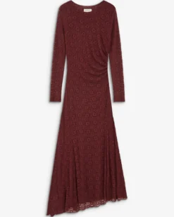 Robe longue en dentelle froncée cherry Bianca