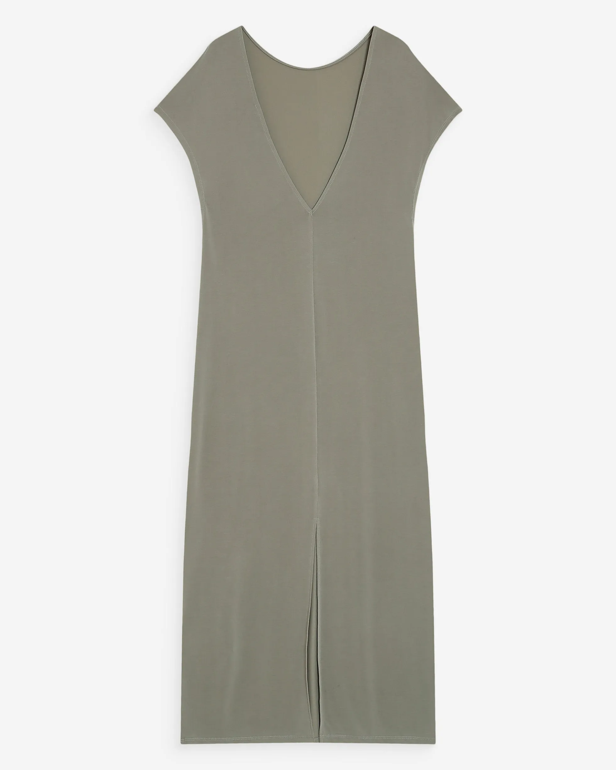Robe longue légère en modal manches courtes kaki Peace
