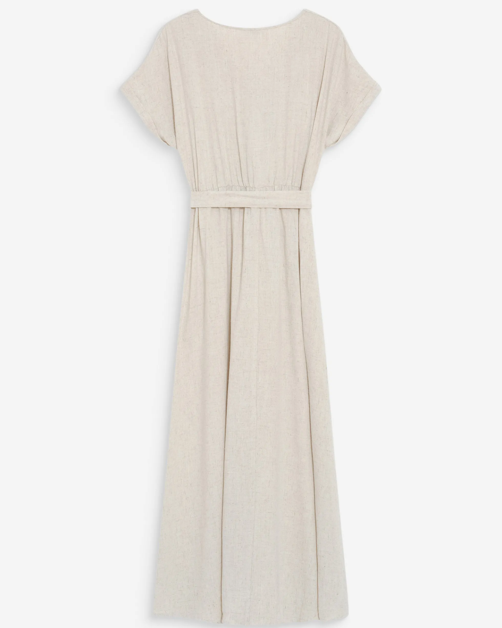Robe longue portefeuille ceinturée sable Pollen