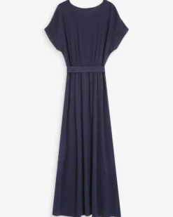 Robe longue portefeuille ceinturée marine Pollen