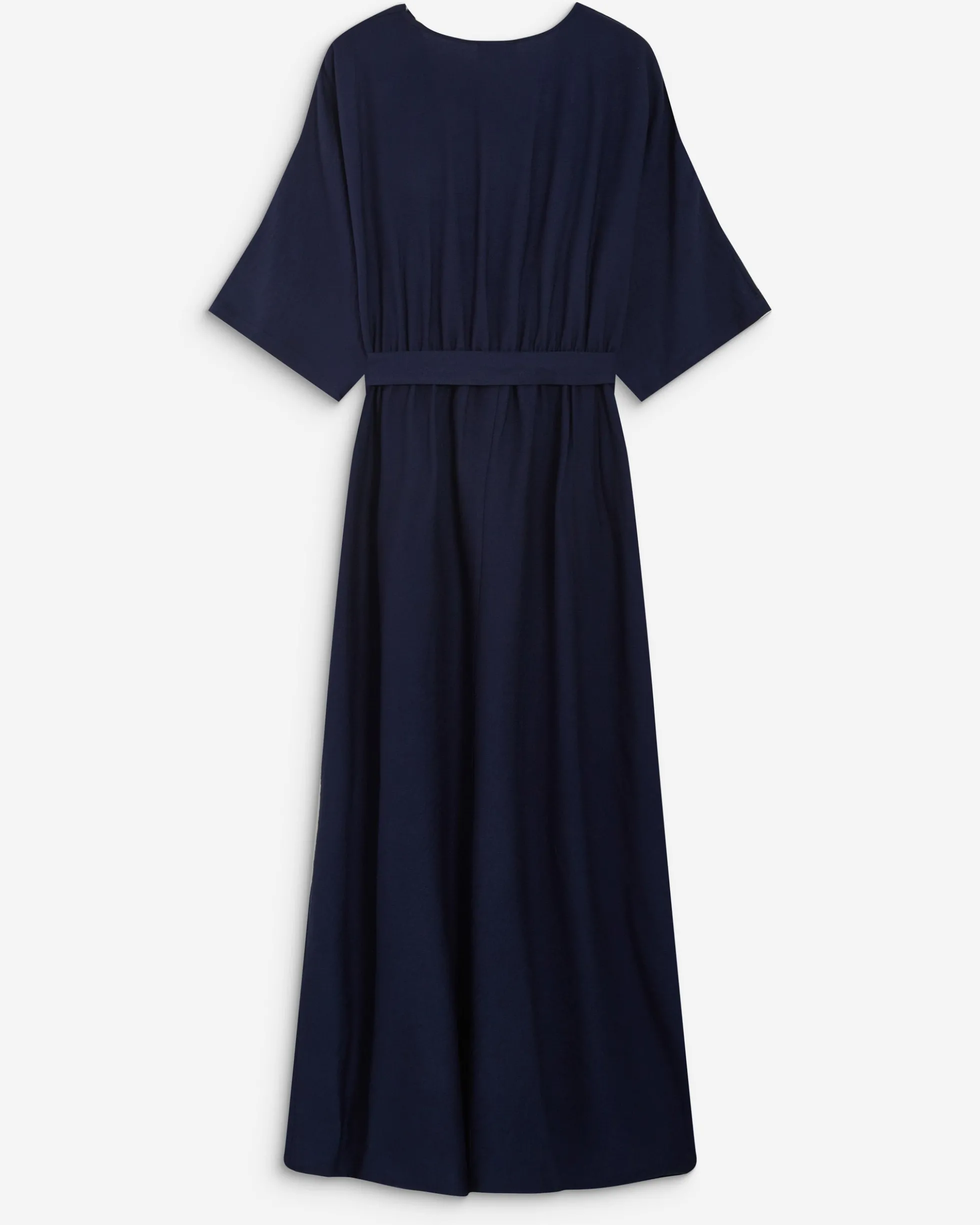 Robe longue évasée col V croisé marine Amelia