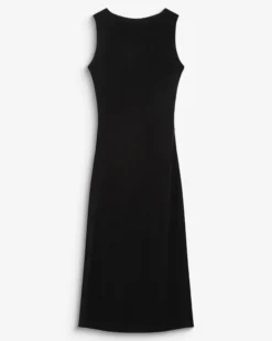 Robe mi-longue cintrée en jersey lurex noir Brigitte
