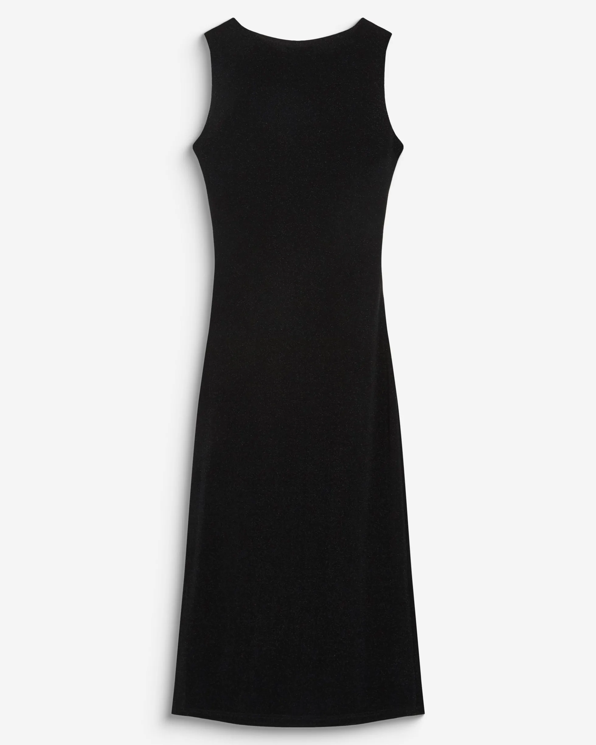 Robe mi-longue cintrée en jersey lurex noir Brigitte