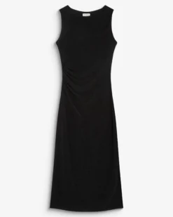 Robe mi-longue cintrée en jersey lurex noir Brigitte