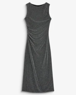 Robe mi-longue cintrée en jersey lurex silver Brigitte