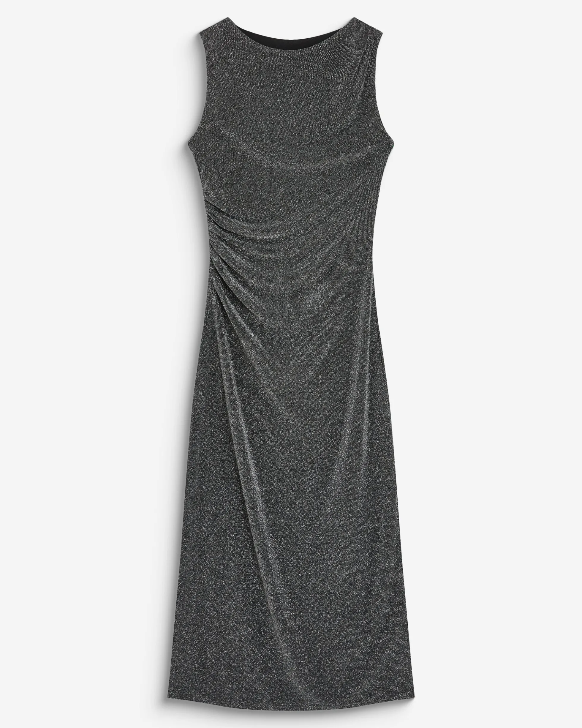 Robe mi-longue cintrée en jersey lurex silver Brigitte