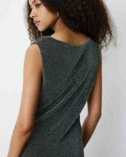 Robe mi-longue cintrée en jersey lurex silver Brigitte