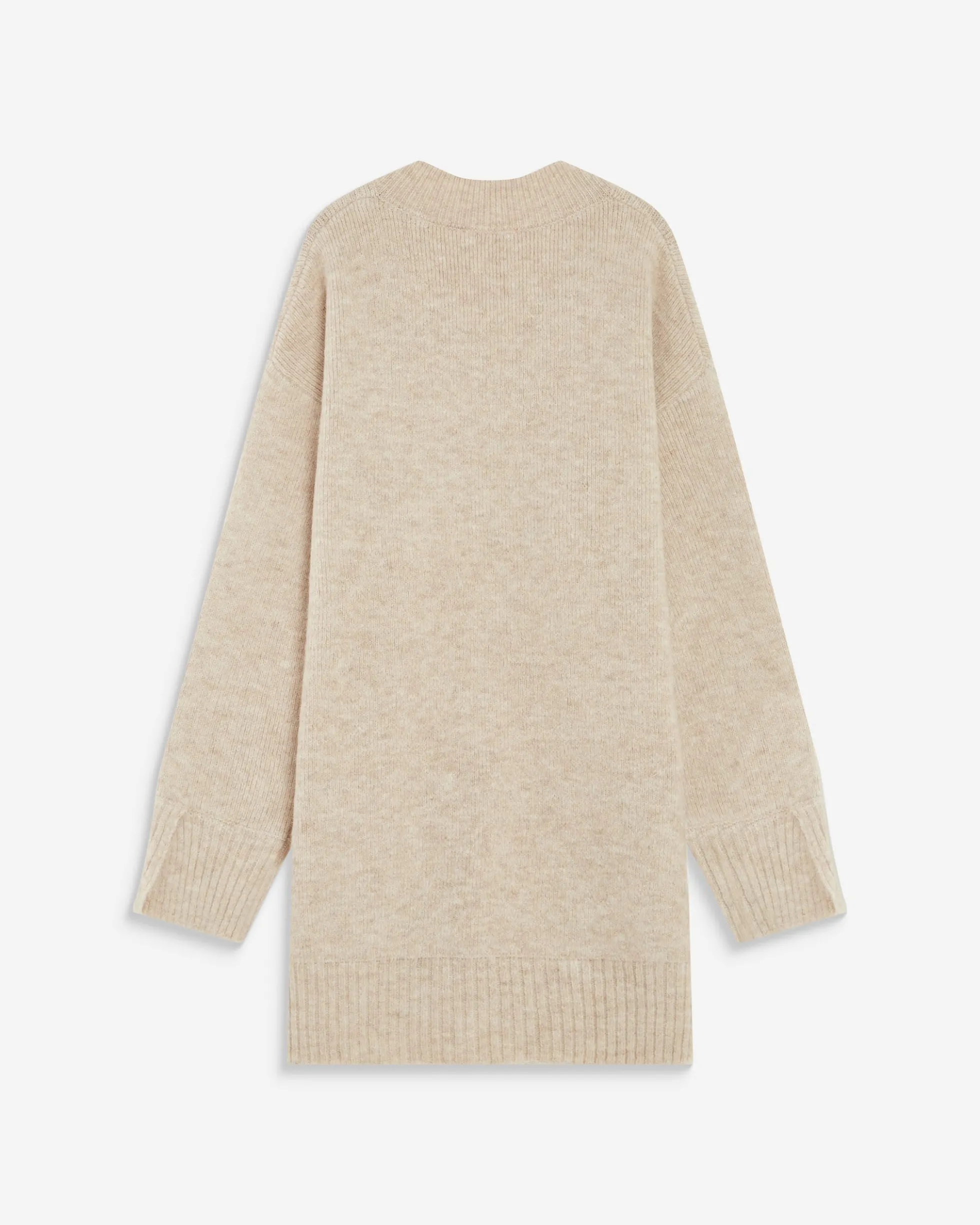 Robe pull courte oversize col V beige Airina