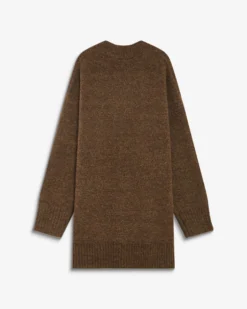 Robe pull courte oversize col V chocolat Airina