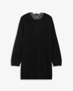 Robe pull droite dos en dentelle noir Beckham