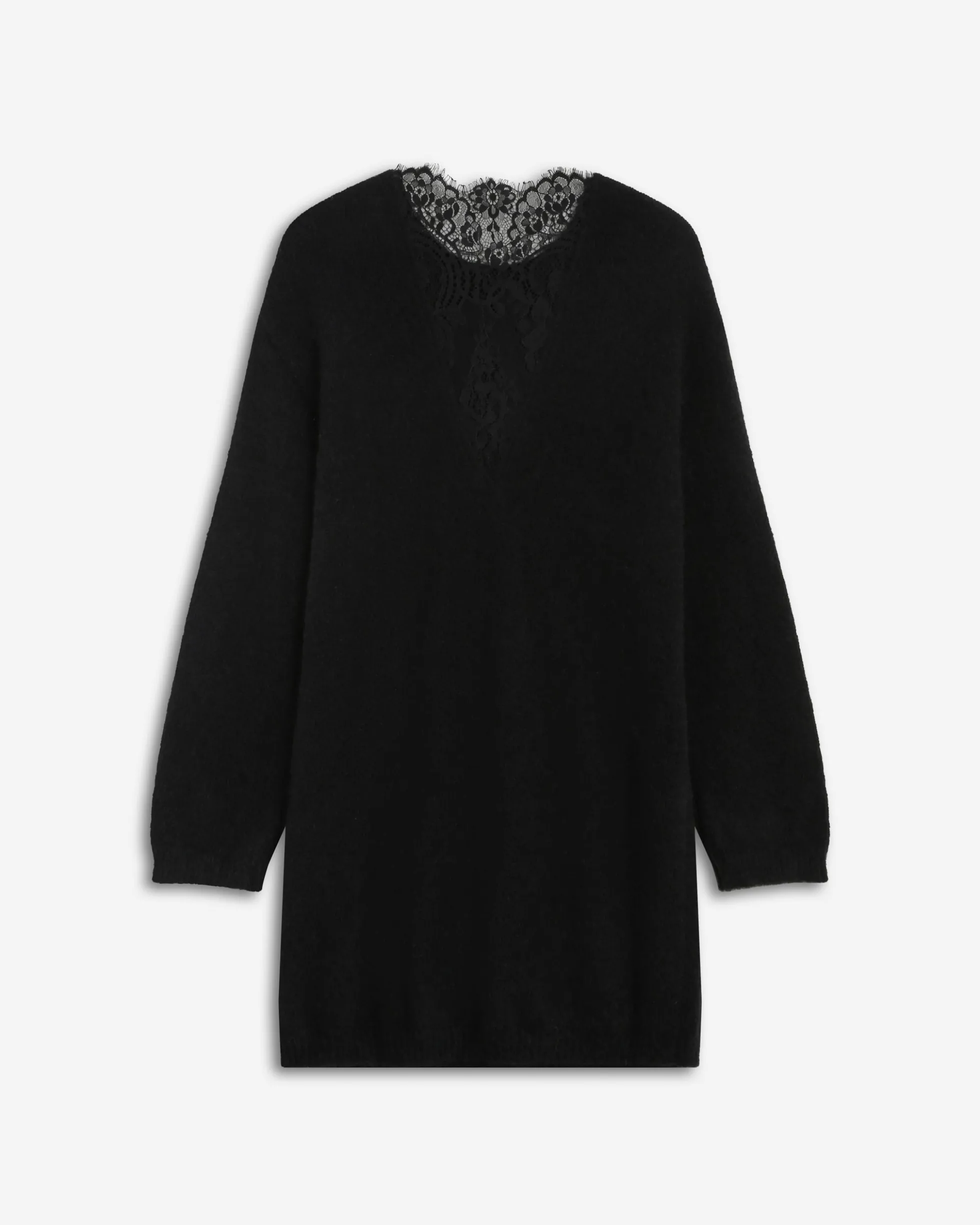 Robe pull droite dos en dentelle noir Beckham