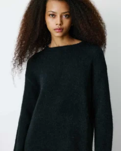 Robe pull droite dos en dentelle noir Beckham