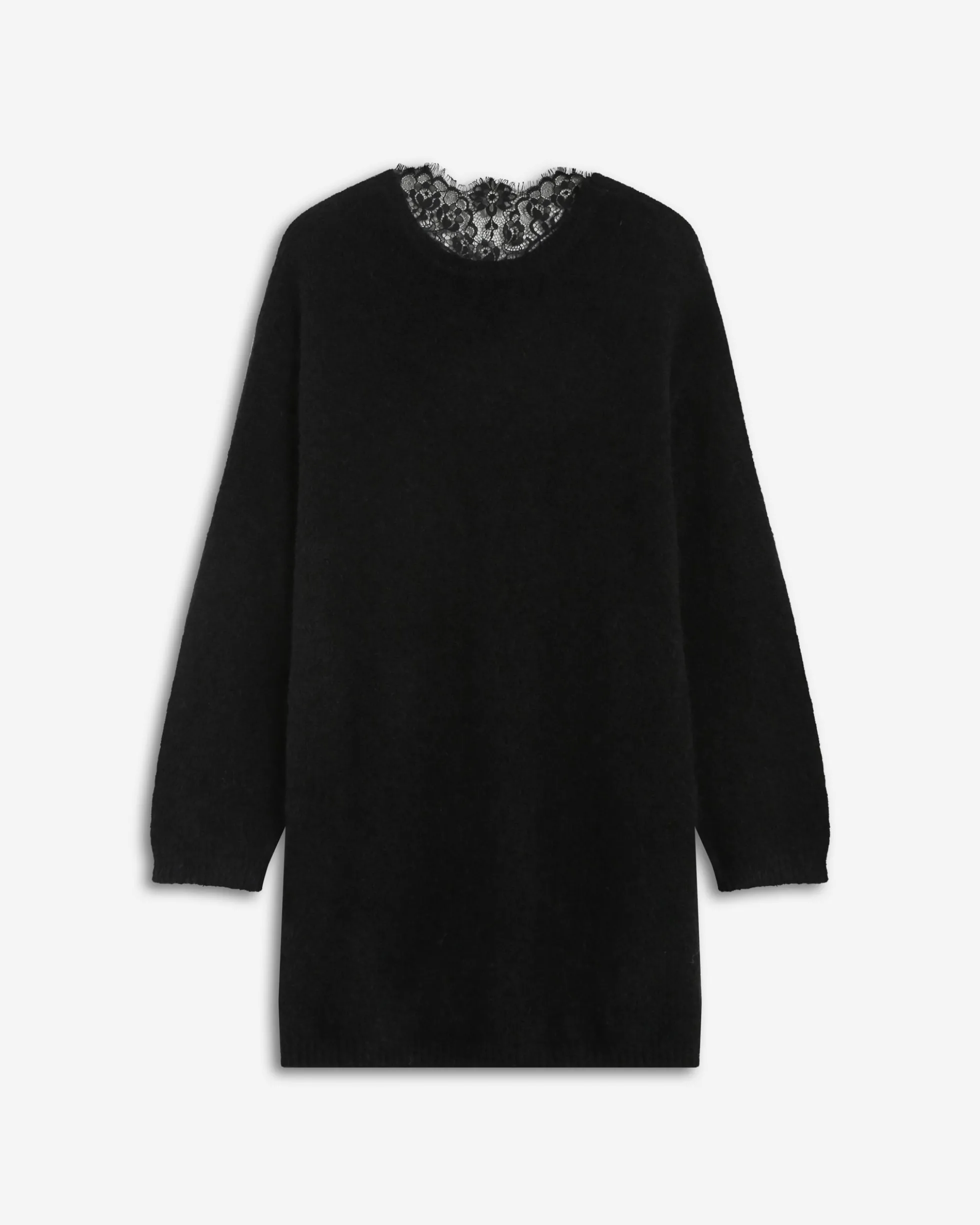 Robe pull droite dos en dentelle noir Beckham