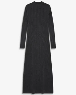 Robe pull longue col montant anthracite Alexandra