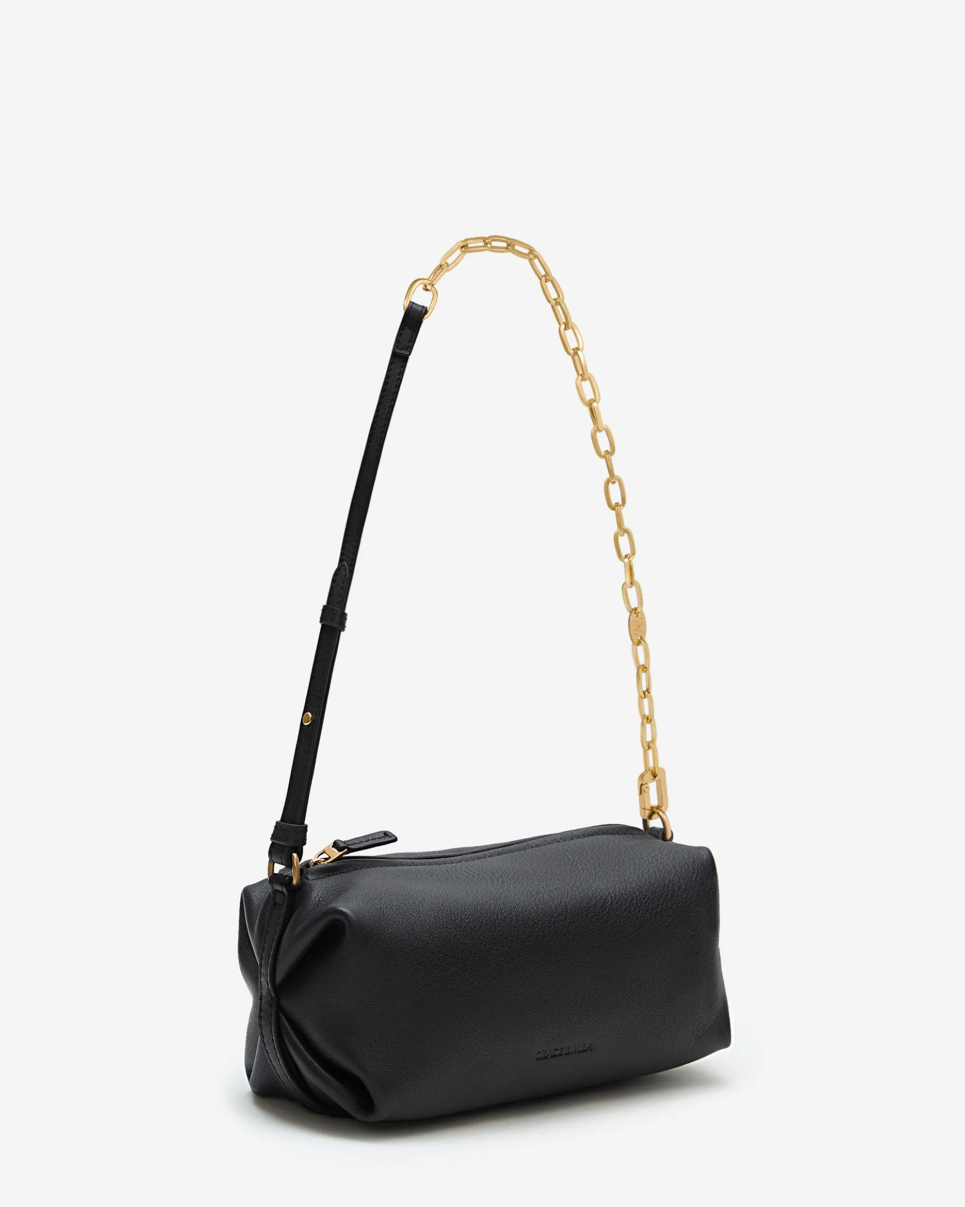 Sac baguette en cuir souple noir Le chouchou