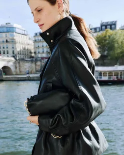 Sac baguette en cuir souple noir Le chouchou