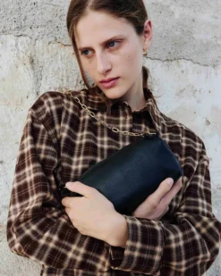 Sac baguette en cuir souple noir Le chouchou