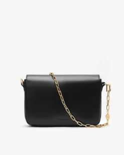 Sac bandoulière en cuir de vachette noir Le jules