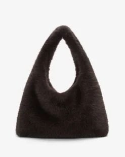 Sac en fausse fourrure porté épaule chocolat Bobby