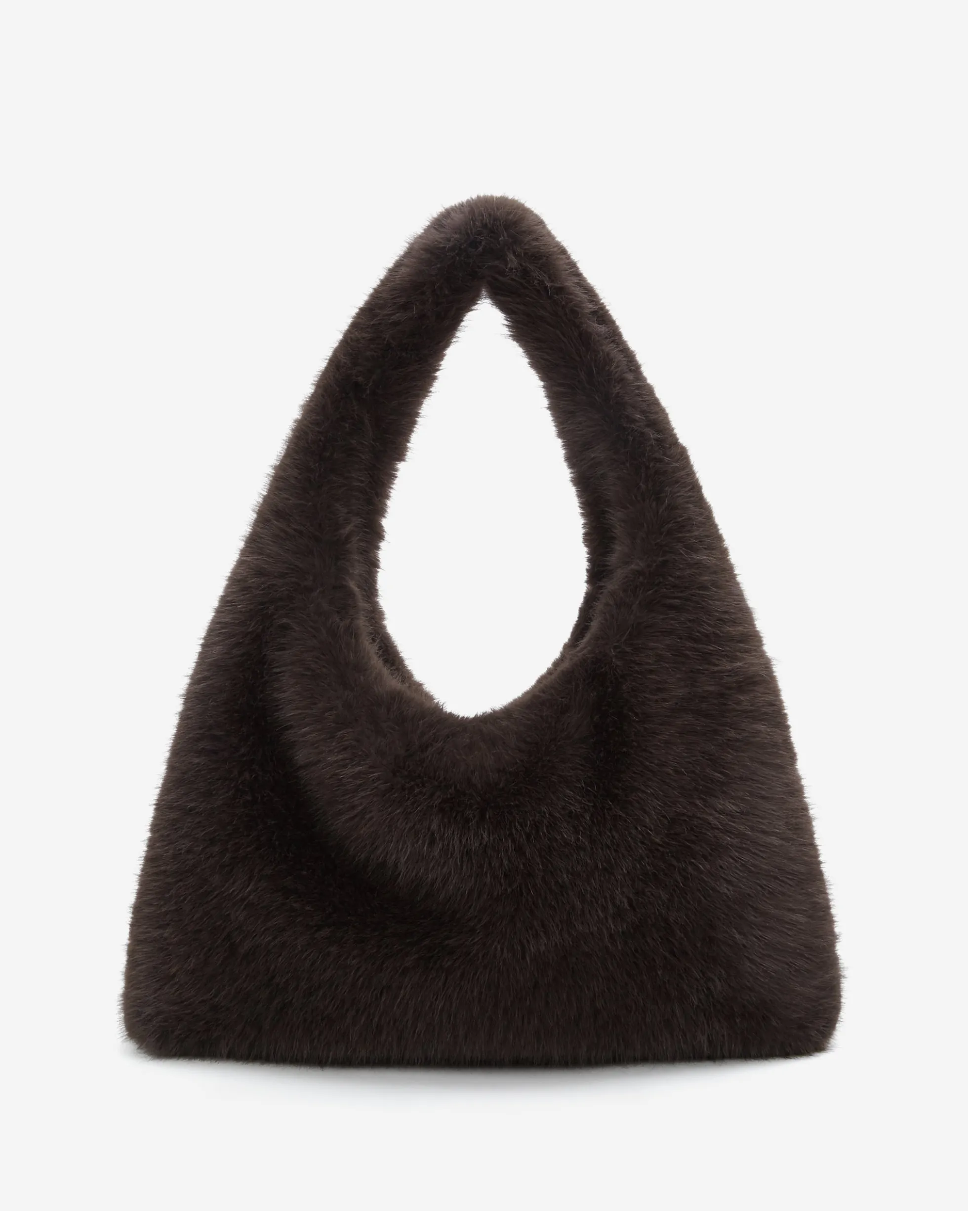 Sac en fausse fourrure porté épaule chocolat Bobby