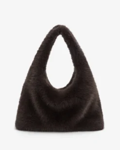 Sac en fausse fourrure porté épaule chocolat Bobby