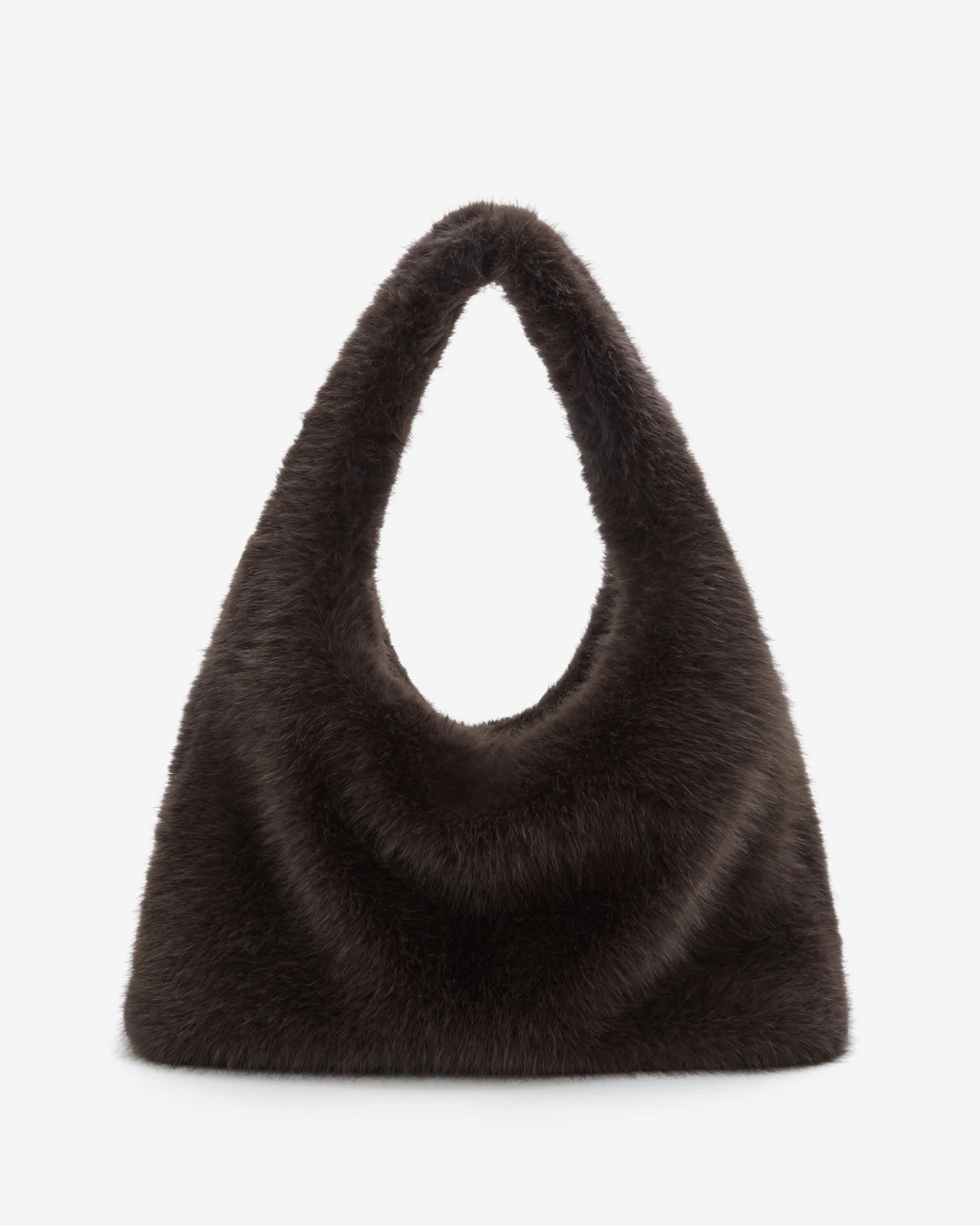 Sac en fausse fourrure porté épaule chocolat Bobby