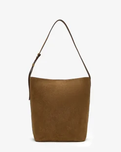 Sac seau en cuir de vachette camel Le come